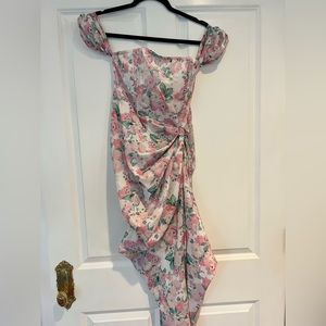 Brand new pink floral pretty little thing dress size 6